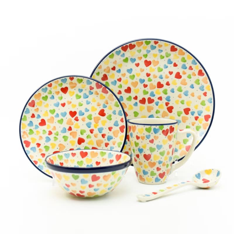 波蘭手工陶圓盤5件組