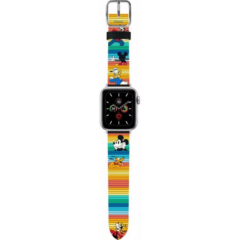 迪士尼米奇老鼠十字壓紋牛皮革Apple Watch真皮錶帶Series 1-8,SE
