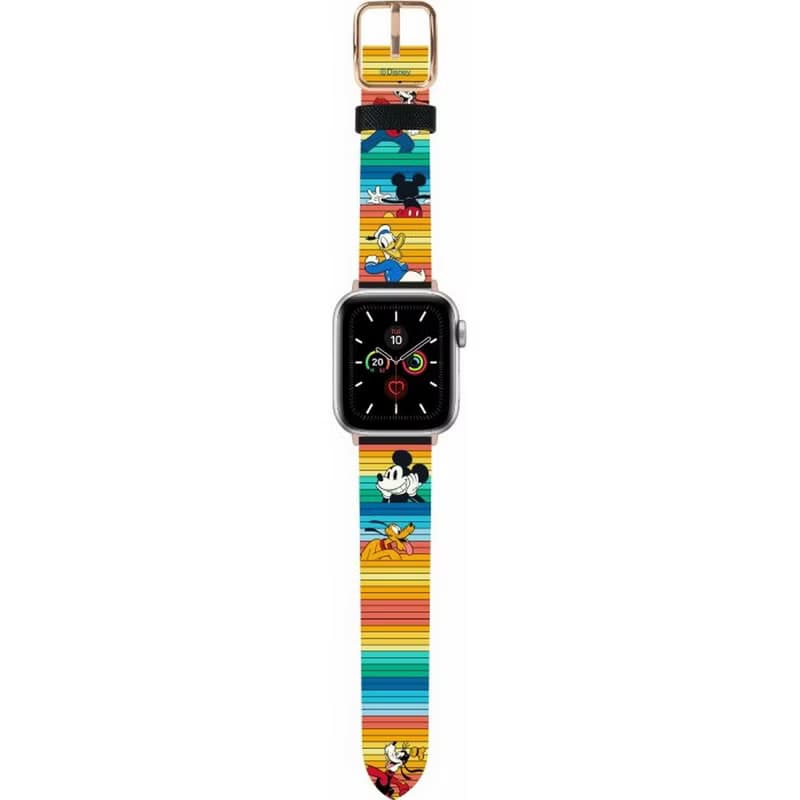 迪士尼米奇老鼠十字壓紋牛皮革Apple Watch真皮錶帶Series 1-8,SE