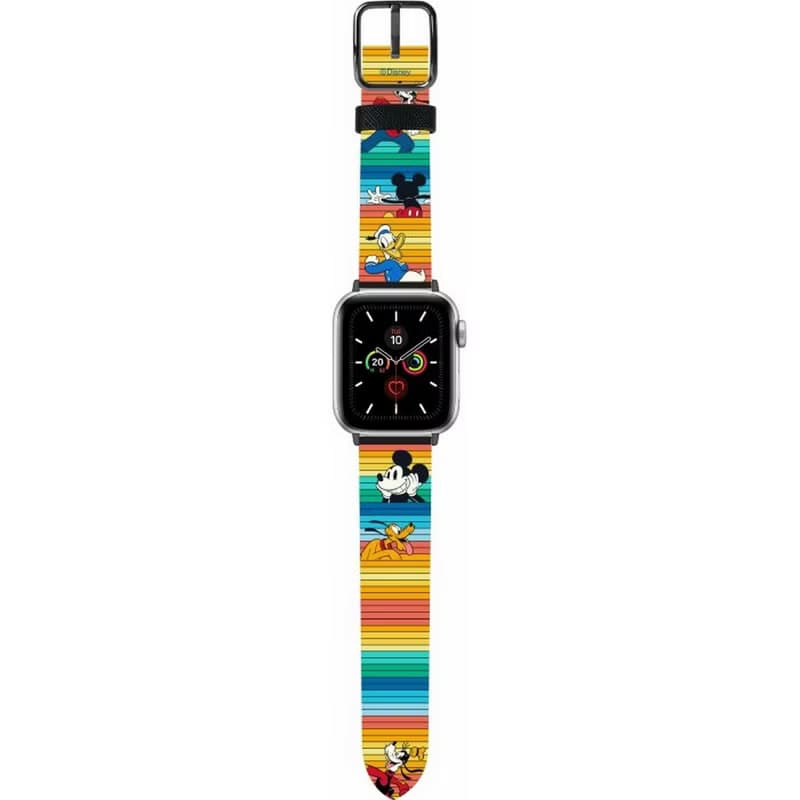 迪士尼米奇老鼠十字壓紋牛皮革Apple Watch真皮錶帶Series 1-8,SE