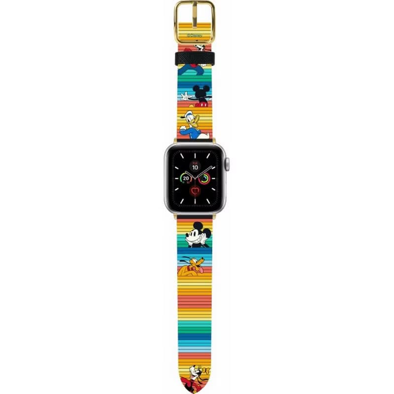 迪士尼米奇老鼠十字壓紋牛皮革Apple Watch真皮錶帶Series 1-8,SE