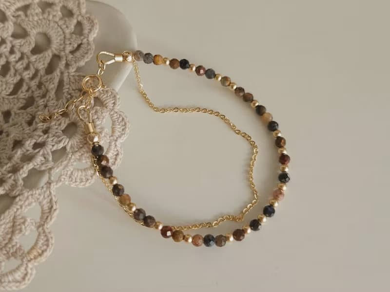 復古大地色系天然石手鍊 14kgf|質感|優雅|通勤|日常配戴