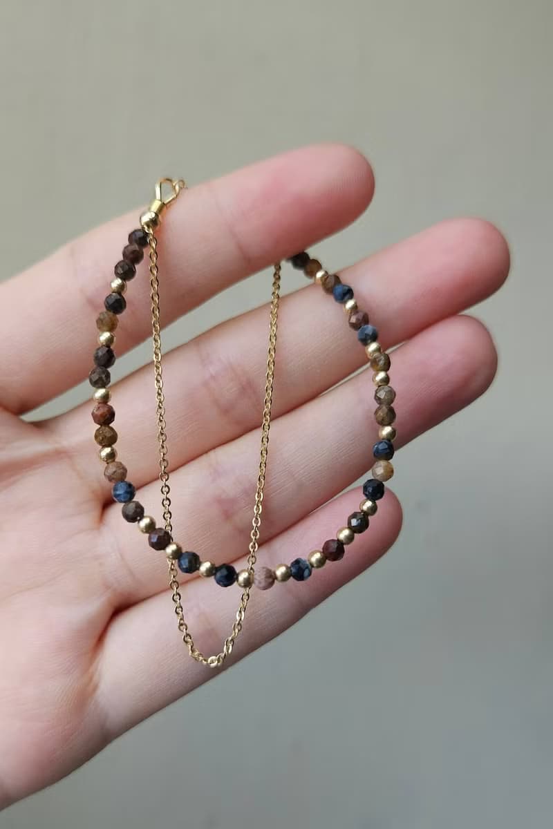 復古大地色系天然石手鍊 14kgf|質感|優雅|通勤|日常配戴