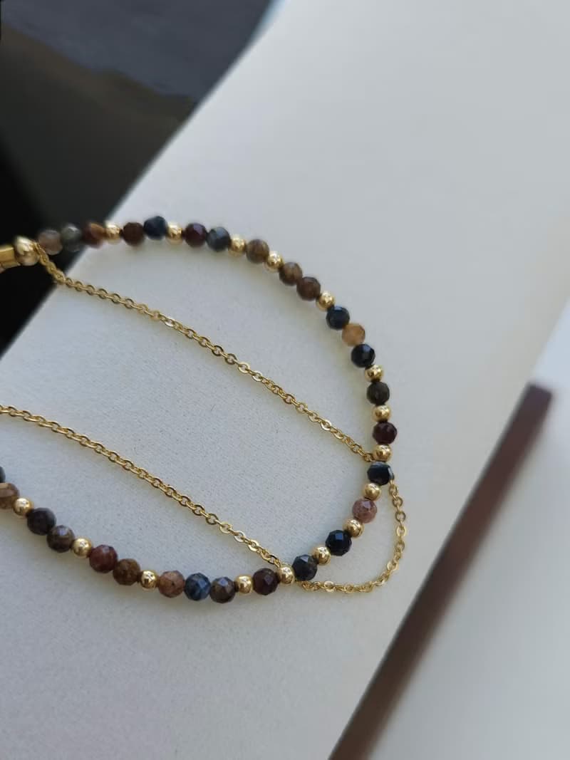 復古大地色系天然石手鍊 14kgf|質感|優雅|通勤|日常配戴