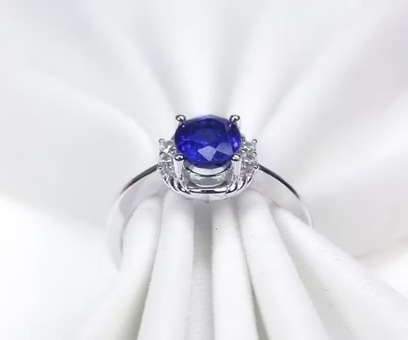 2.3 Natural blue sapphier ring silver sterling ring wedding size 7.0 free resize