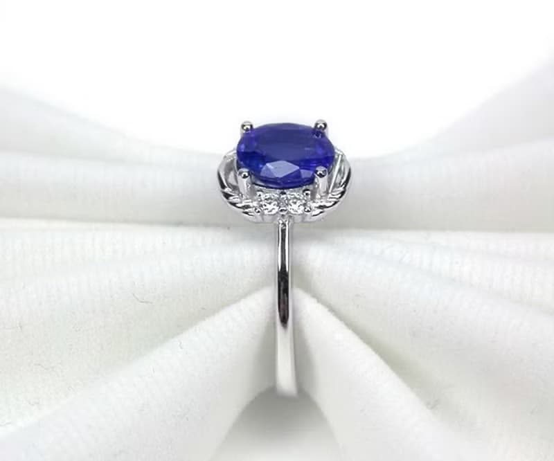 2.3 Natural blue sapphier ring silver sterling ring wedding size 7.0 free resize