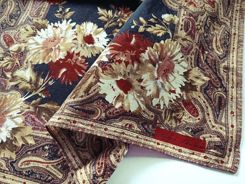 Ralph Lauren Vintage Handkerchief Motif Floral 21 x 20.5 inches