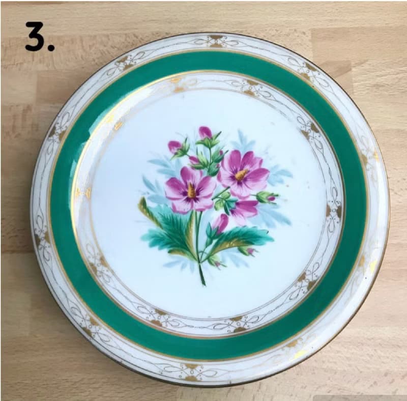 古董收藏品盤子|19世紀瓷板|裝飾板 |裝飾性綠色板材