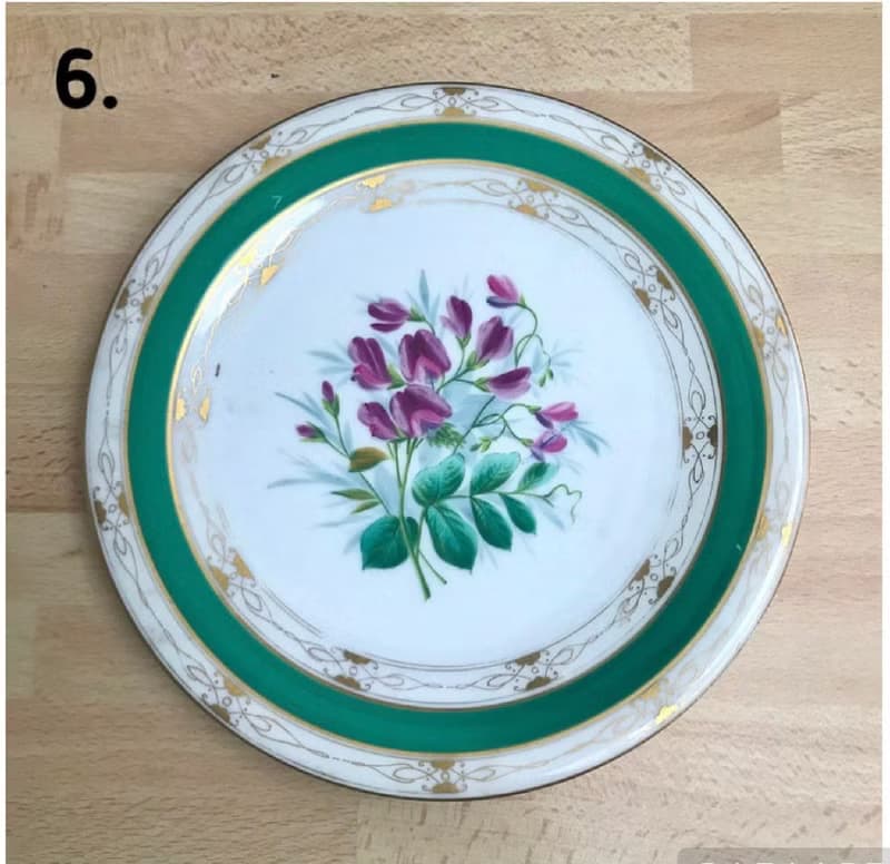 古董收藏品盤子|19世紀瓷板|裝飾板 |裝飾性綠色板材
