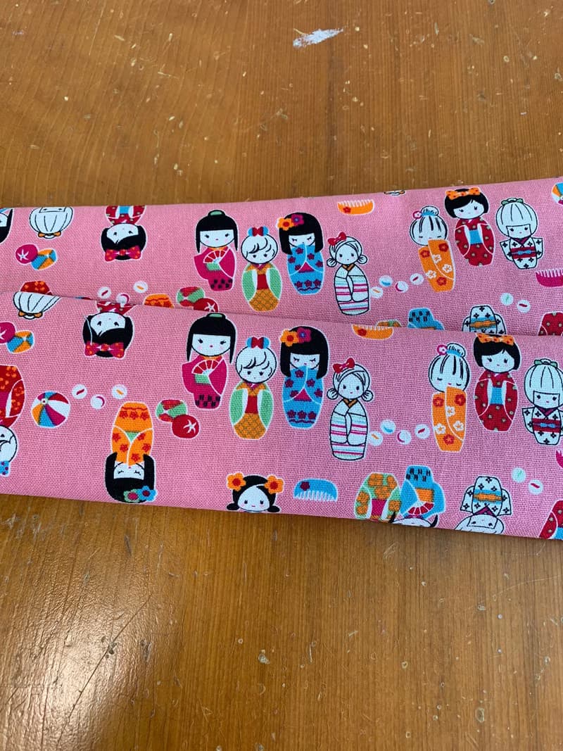 文青風環保筷袋 日本娃娃 粉 手作餐具袋.交換禮物.