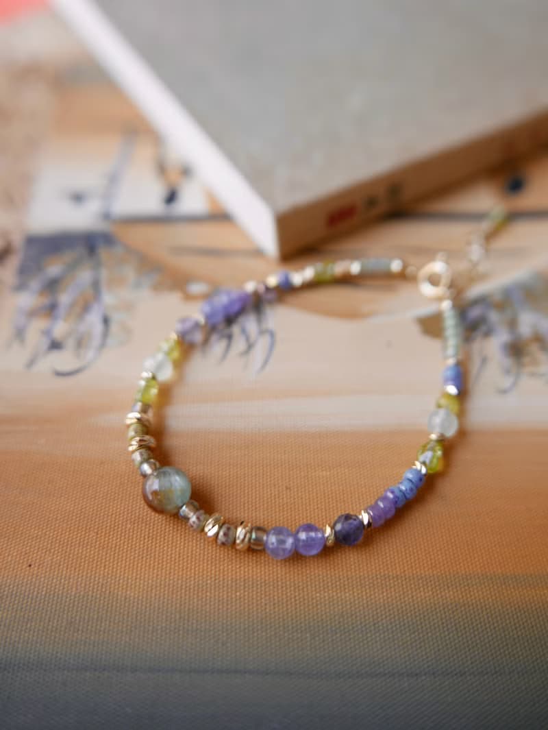 天然石手鍊/綠藍晶/坦桑石