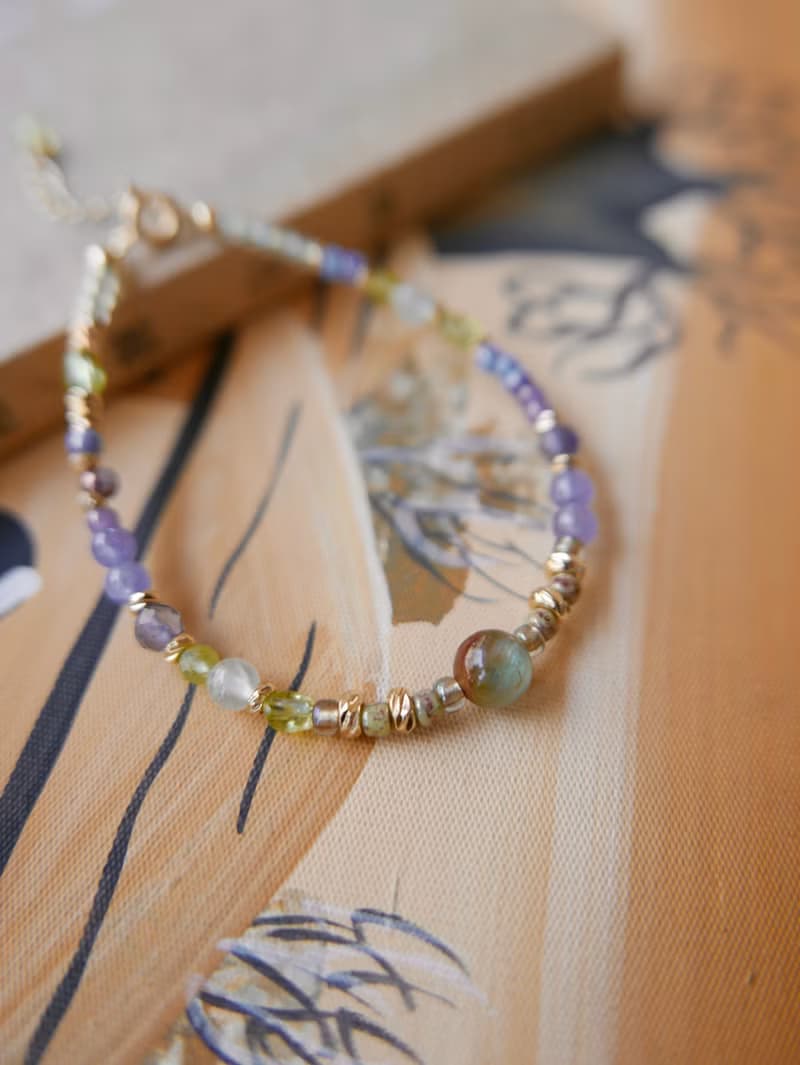 天然石手鍊/綠藍晶/坦桑石