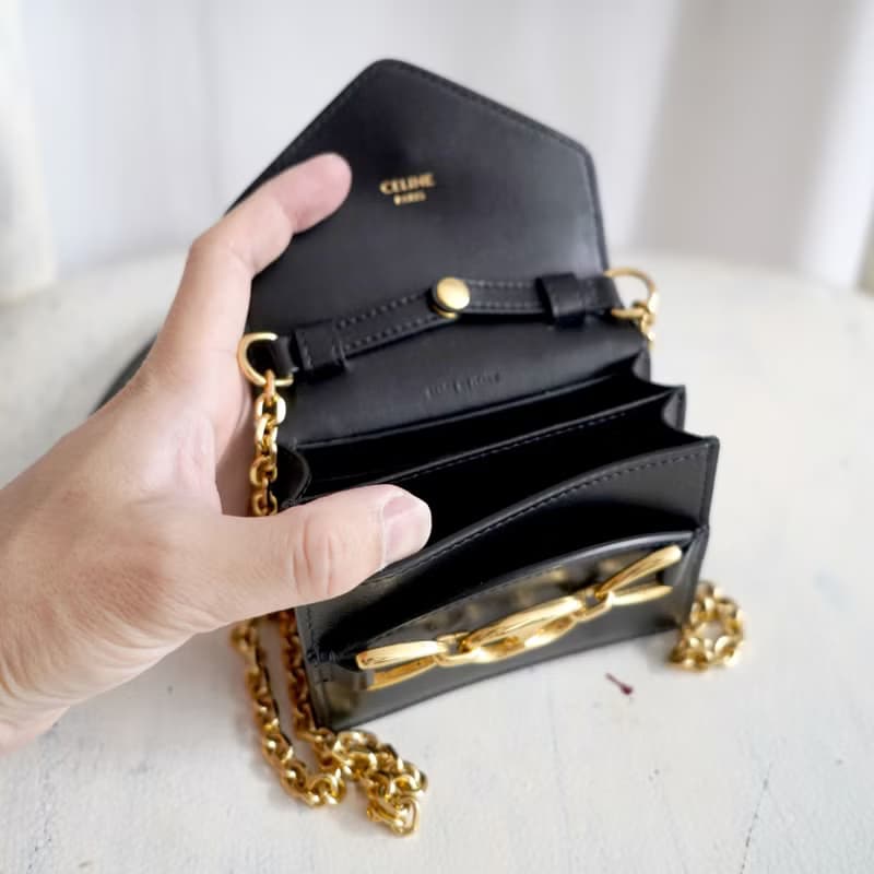 全新CELINE真皮迷你LOGO小廢包卡片套卡包包零錢單邊袋斜孭袋手袋