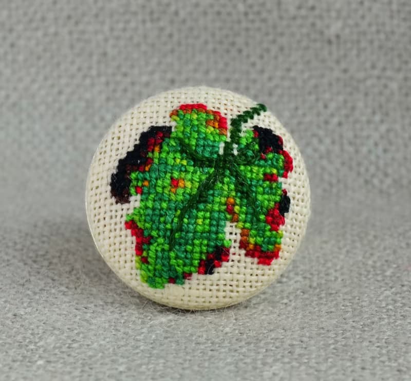 綠葉刺繡圓環十字繡自然飾品手工製作的禮物送給她