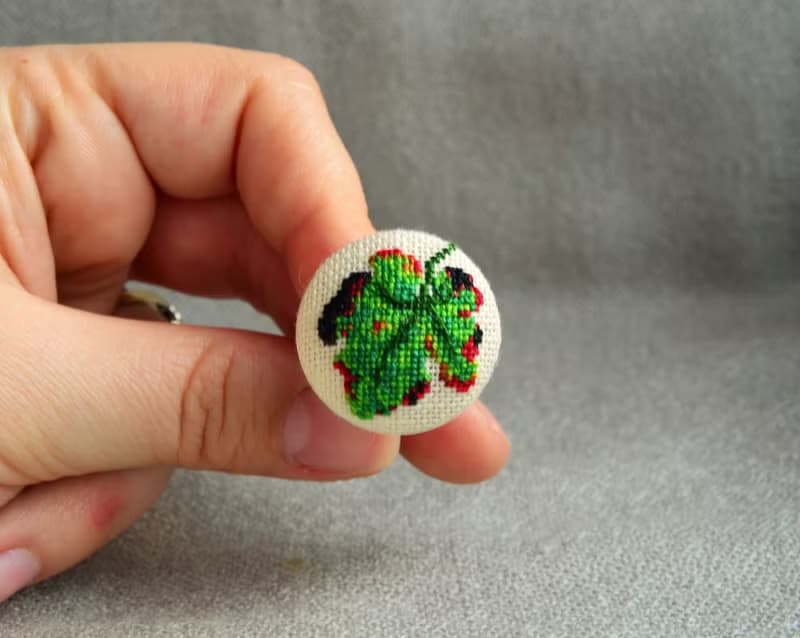 綠葉刺繡圓環十字繡自然飾品手工製作的禮物送給她