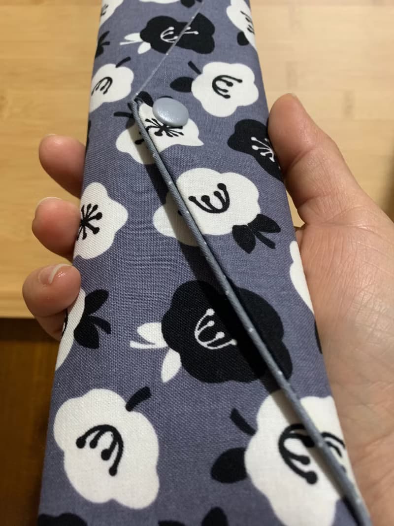 文青風環保純棉筷袋 ~ 花舞 耐看灰 日本 潮物 收納 手作餐具袋