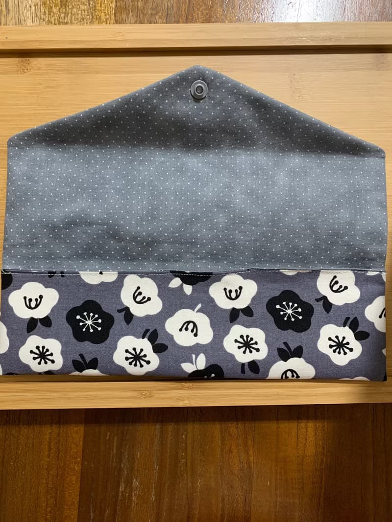 文青風環保純棉筷袋 ~ 花舞 耐看灰 日本 潮物 收納 手作餐具袋