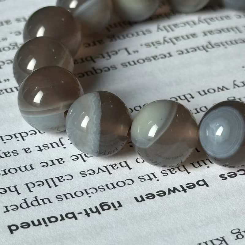 【銅跡】玄鐵灰瑪瑙純珠手鏈 辟邪護身符 消除恐懼焦慮