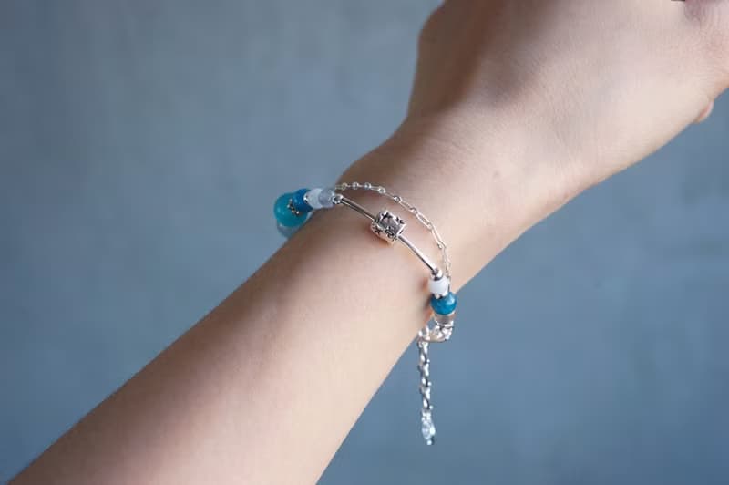 冰川 - 天河石 磷灰石 拉長石 海藍寶 925純銀 雙鍊手鍊