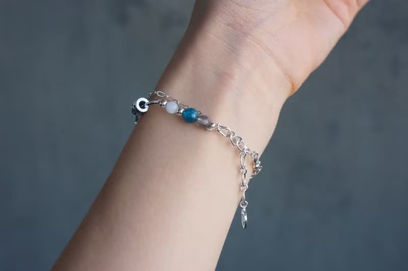 冰川 - 天河石 磷灰石 拉長石 海藍寶 925純銀 雙鍊手鍊