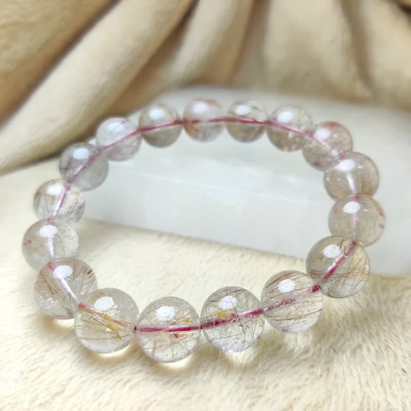 紅銅髮晶 Copper Rutilated Quartz 手串 手鍊 天然水晶 7.5-12mm