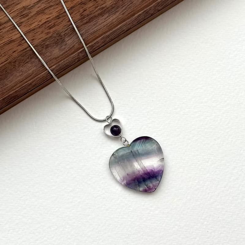 【雙子巨蟹座|6月】螢石紫水晶心型項鏈 智慧 創意 直覺 人際關係