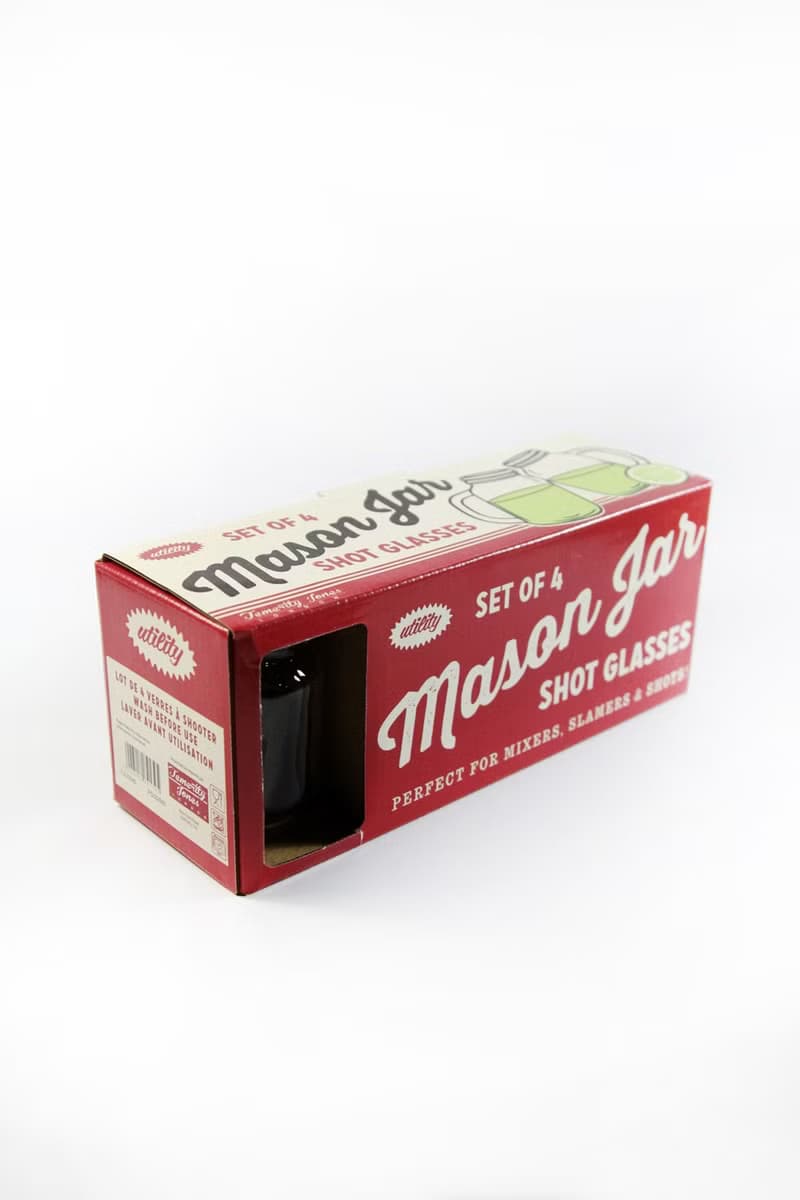 英國Temerity Jones紅色復古玻璃130ml小梅森杯(一組四杯入)