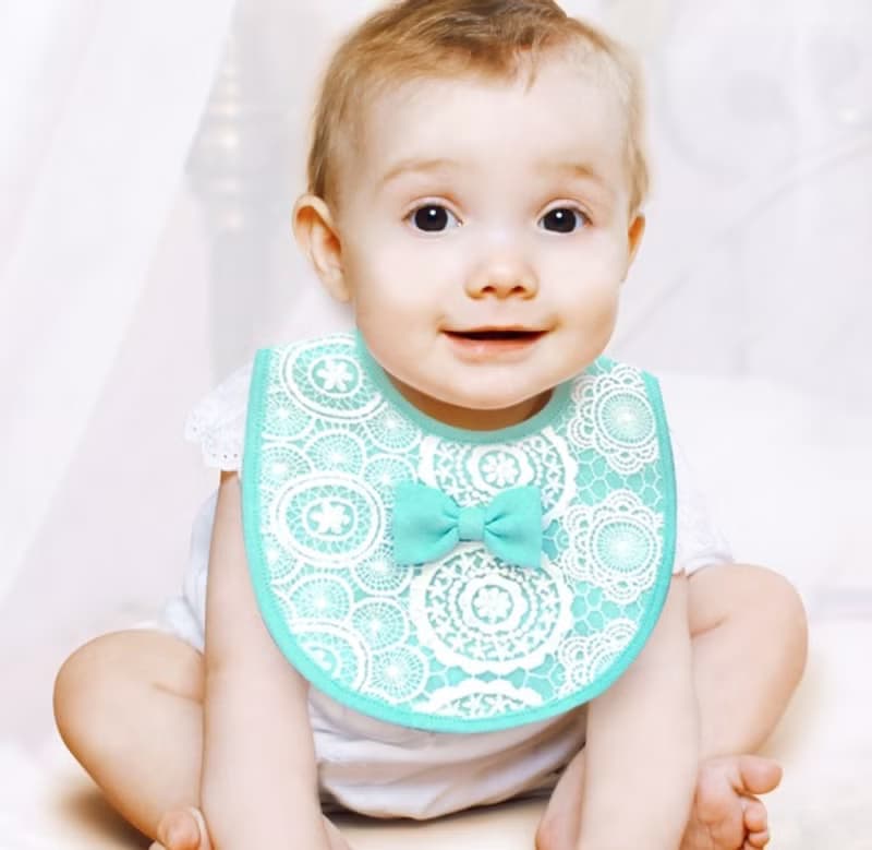 PUREST 蝴蝶結 蕾絲 圍兜 寶寶彌月禮盒組 嬰兒 新生兒 滿月送禮