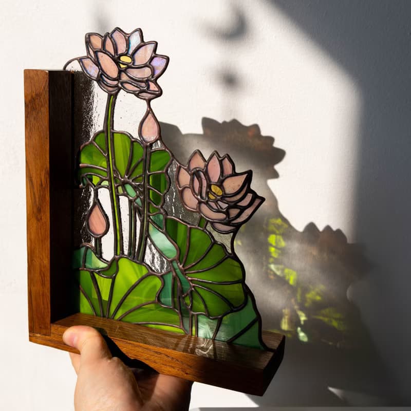 Stained glass bookends with flowers, Flower home decor