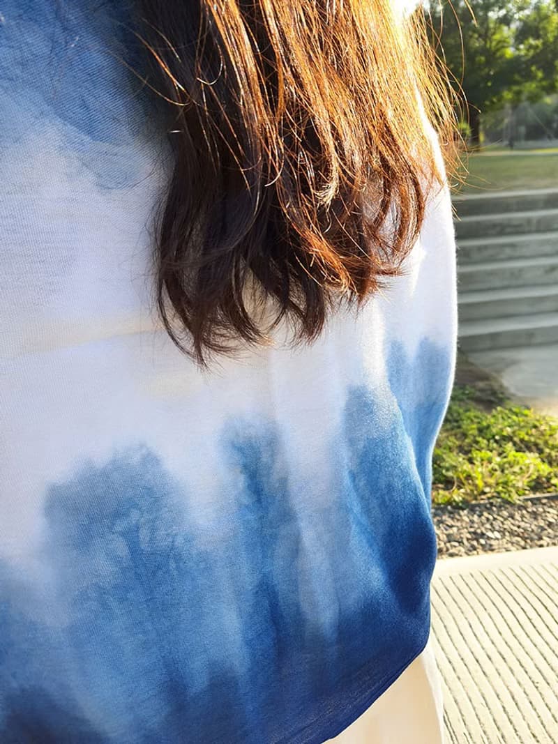 山明水秀 藍染 純棉圍巾