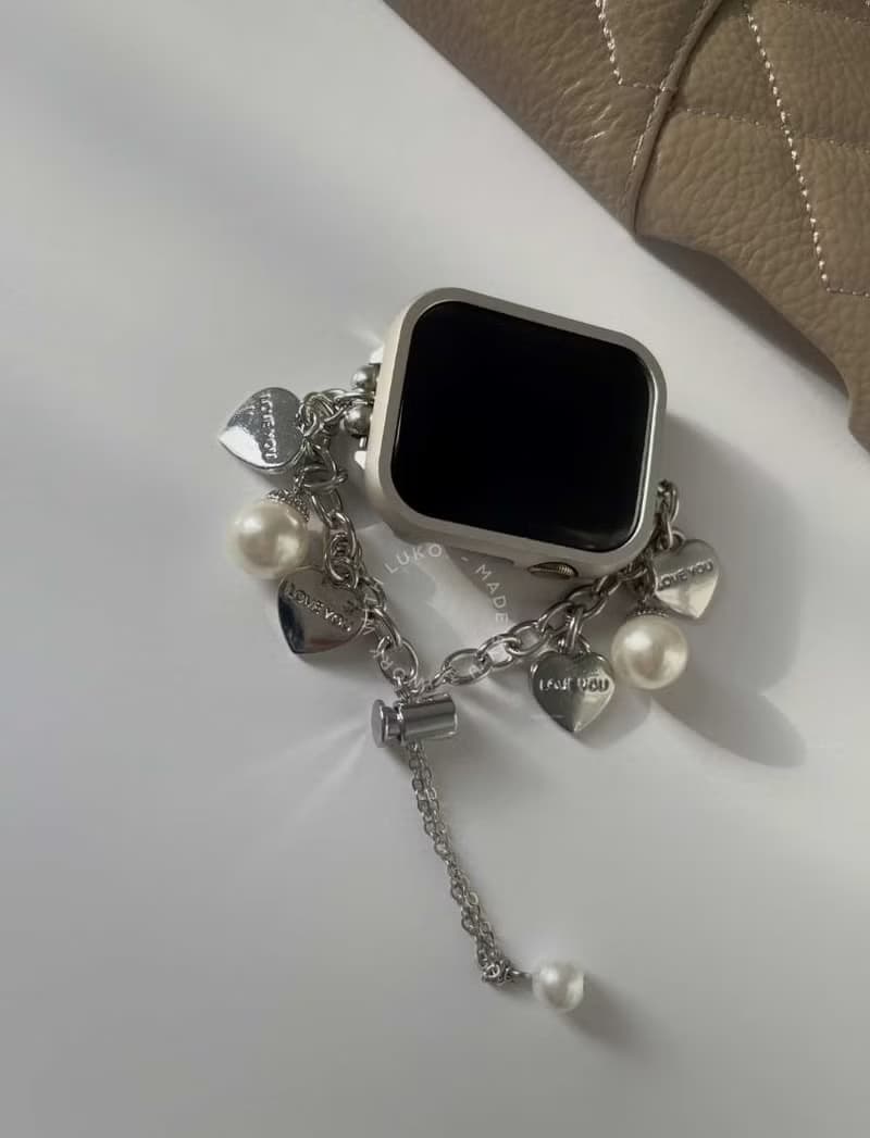 Apple Watch I 金屬款 I 珍珠愛心掛鏈錶帶
