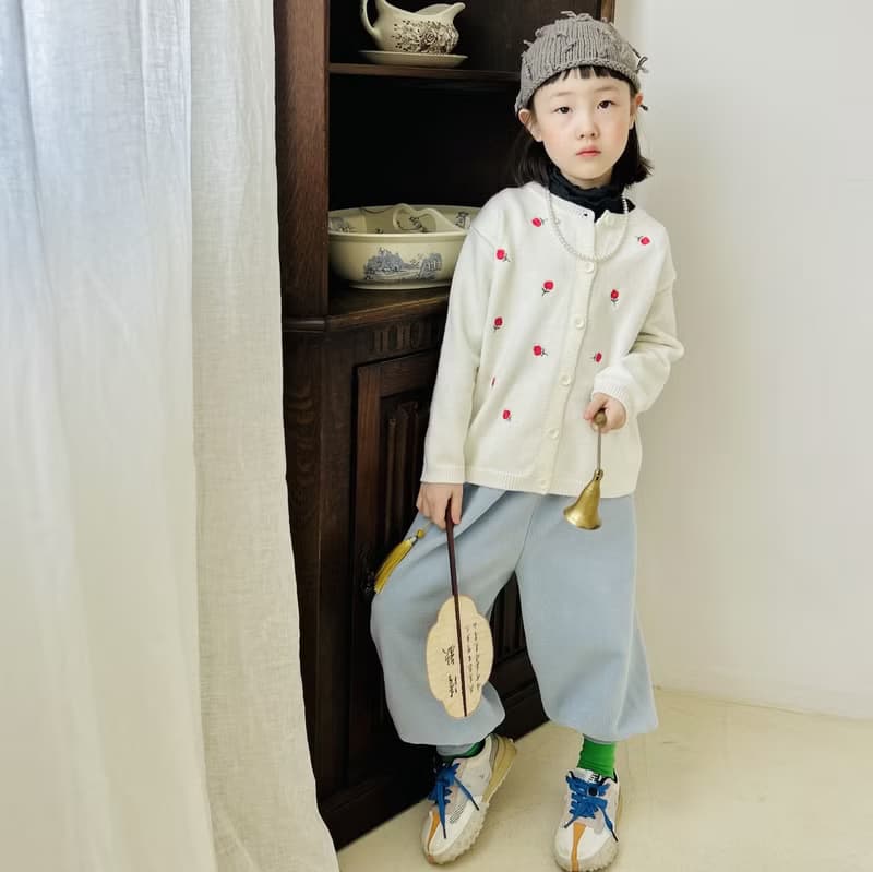 淺藍色加厚毛絨束口長褲 / 褲子 童裝
