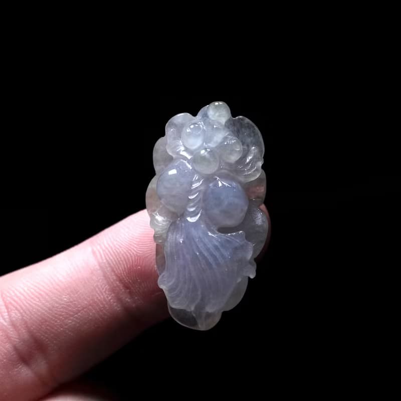 【金玉滿堂】冰種紫羅蘭翡翠巧雕金魚 | 天然緬甸翡翠A貨 | 送禮