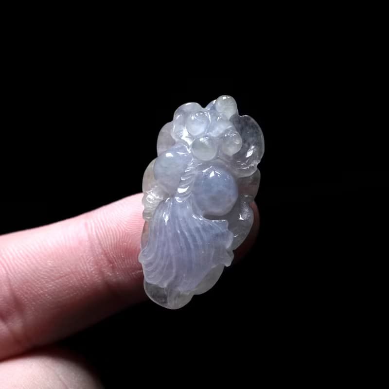 【金玉滿堂】冰種紫羅蘭翡翠巧雕金魚 | 天然緬甸翡翠A貨 | 送禮