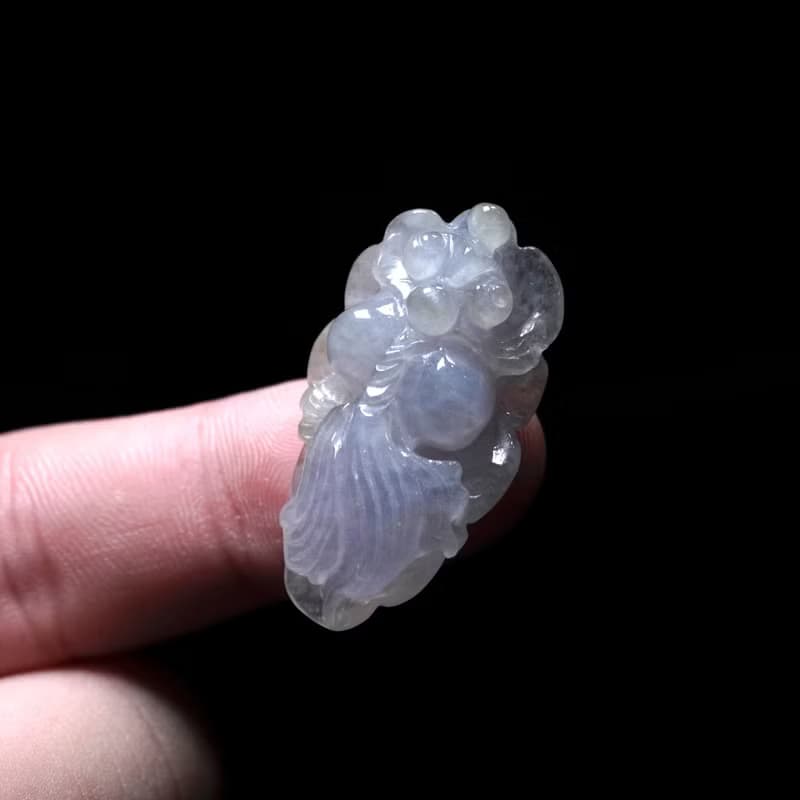 【金玉滿堂】冰種紫羅蘭翡翠巧雕金魚 | 天然緬甸翡翠A貨 | 送禮