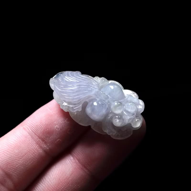 【金玉滿堂】冰種紫羅蘭翡翠巧雕金魚 | 天然緬甸翡翠A貨 | 送禮