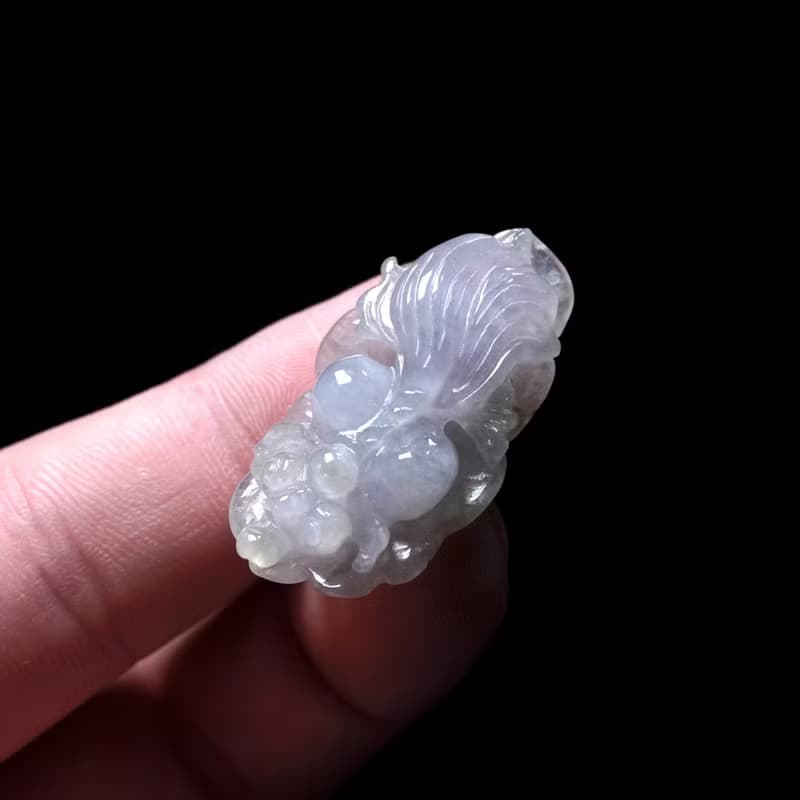 【金玉滿堂】冰種紫羅蘭翡翠巧雕金魚 | 天然緬甸翡翠A貨 | 送禮