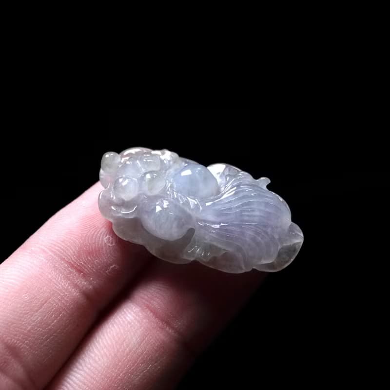 【金玉滿堂】冰種紫羅蘭翡翠巧雕金魚 | 天然緬甸翡翠A貨 | 送禮