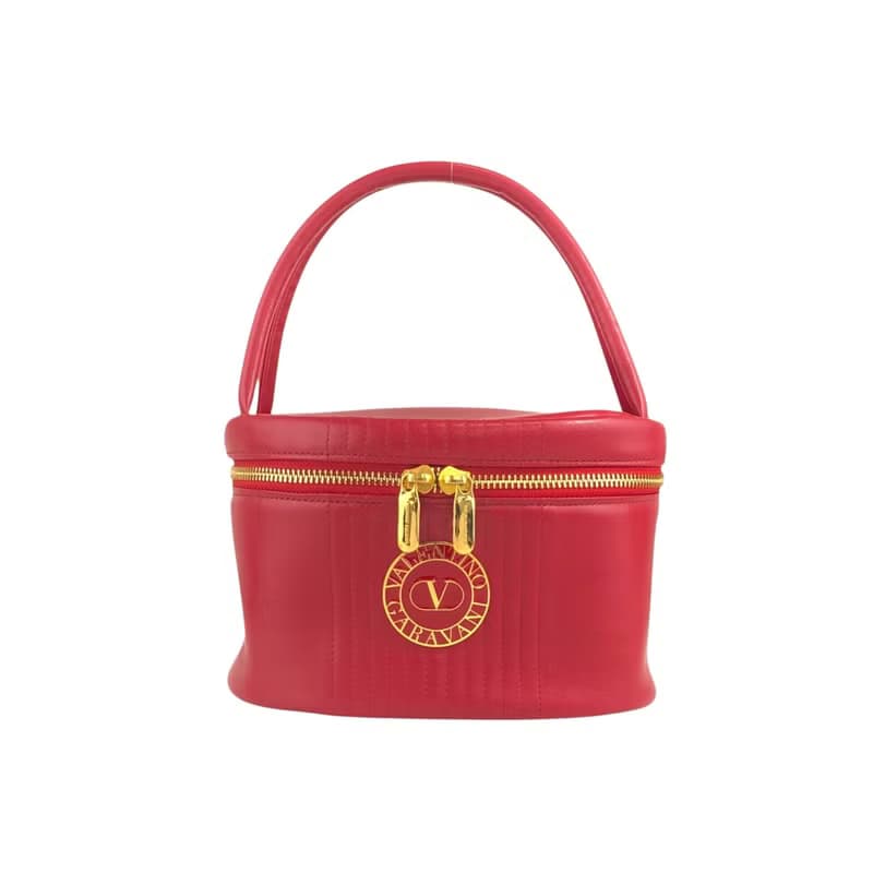 【 日本直送　名牌中古包 】VALENTINO GARAVANI ハンドバッグ レッド メダル レザー バニティバッグ vintage オールド n8rmd6