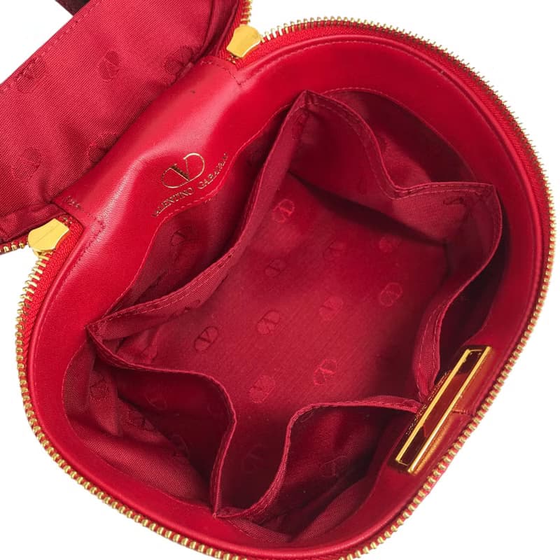 【 日本直送　名牌中古包 】VALENTINO GARAVANI ハンドバッグ レッド メダル レザー バニティバッグ vintage オールド n8rmd6