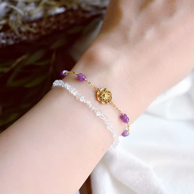 数量限定 金木犀とピンクサファイアのブレスレット 9月誕生石