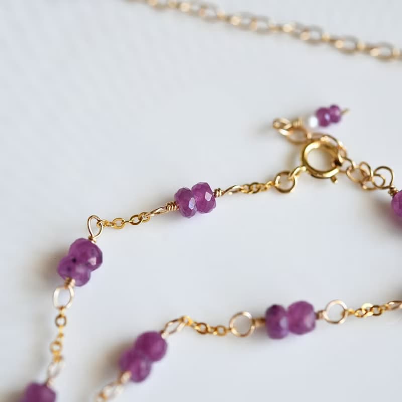 数量限定 金木犀とピンクサファイアのブレスレット 9月誕生石