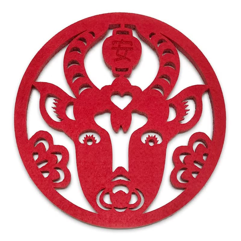 【牛祝安康】毛氈杯墊組