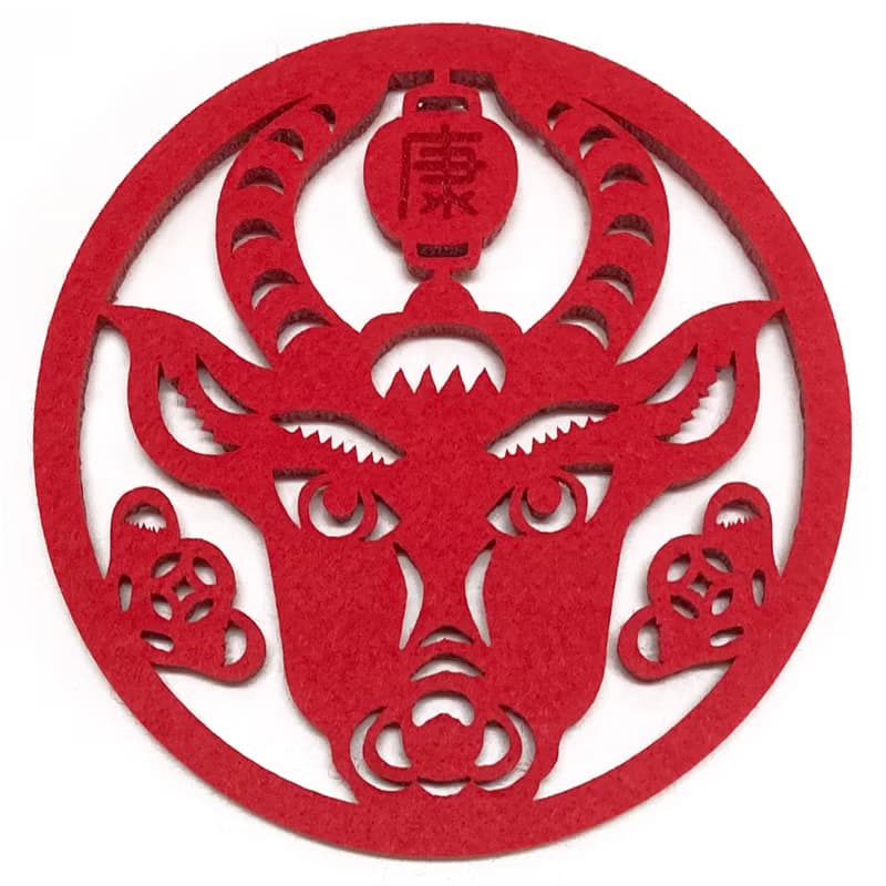 【牛祝安康】毛氈杯墊組