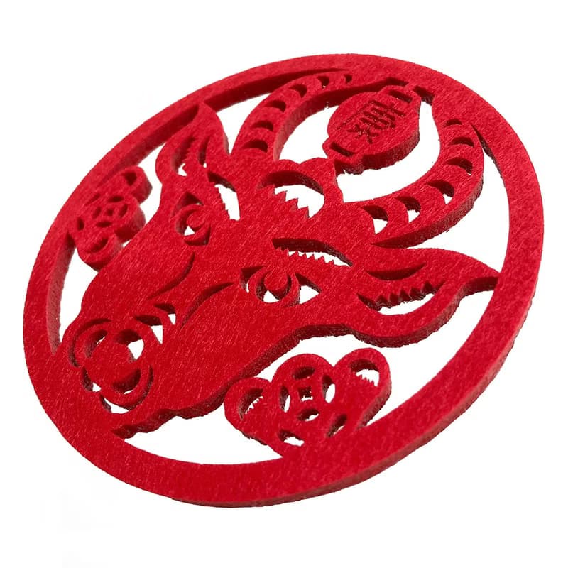 【牛祝安康】毛氈杯墊組