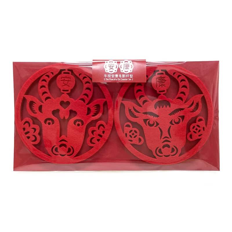 【牛祝安康】毛氈杯墊組