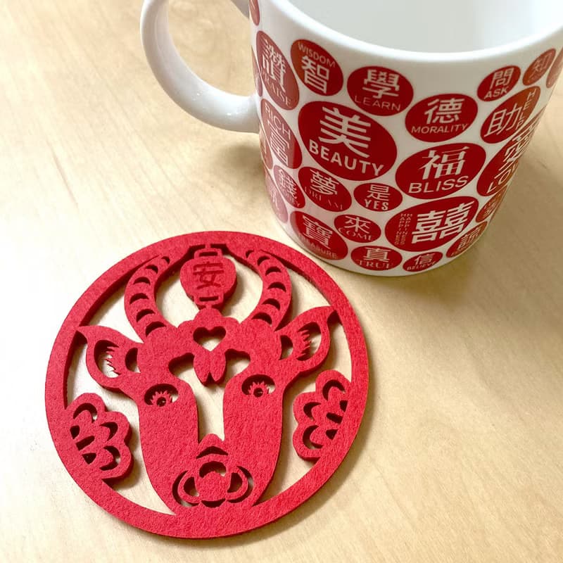 【牛祝安康】毛氈杯墊組