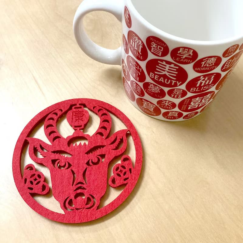 【牛祝安康】毛氈杯墊組