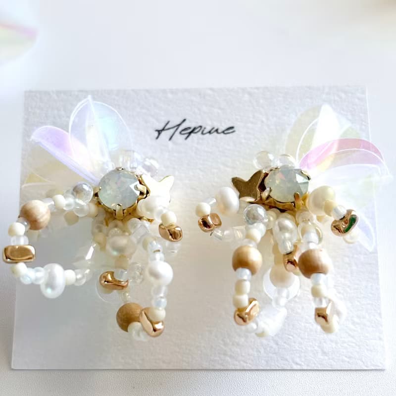 flarelet (White) : earring耳夾 / pierce耳釘