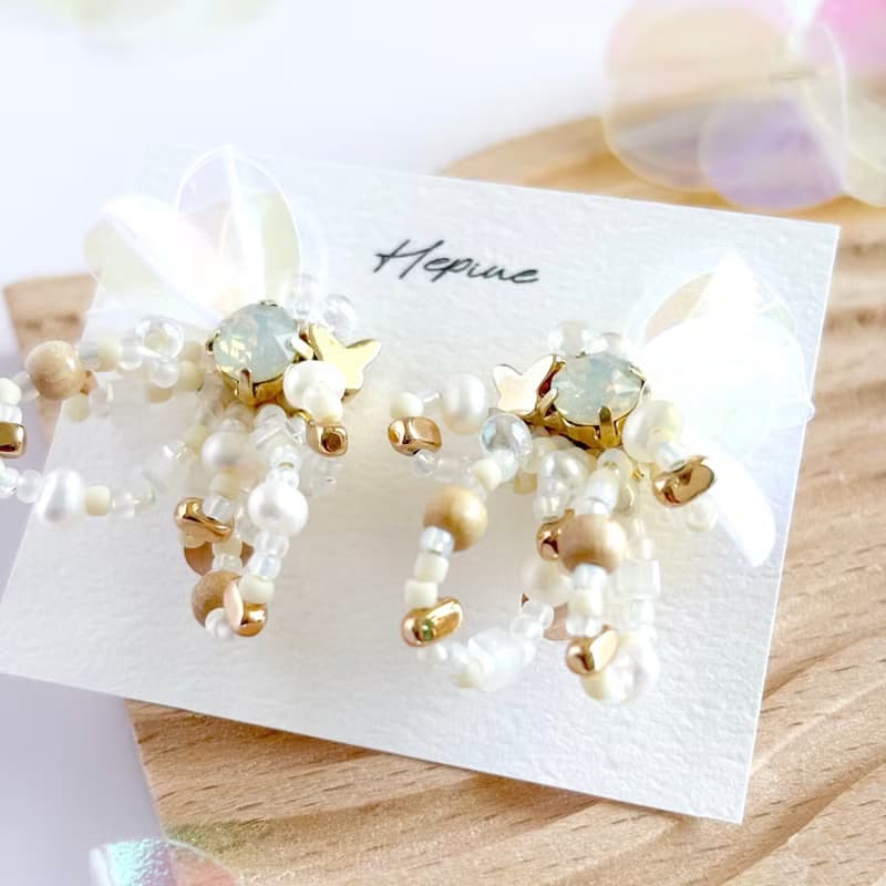 flarelet (White) : earring耳夾 / pierce耳釘